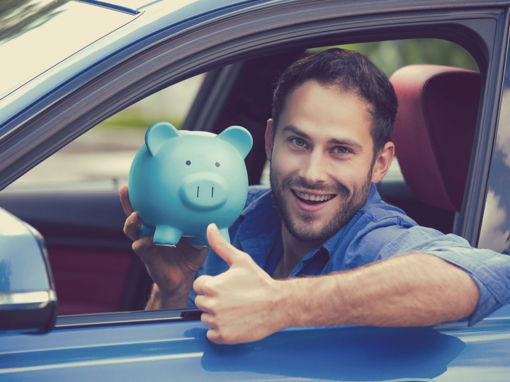 Happy man with car 